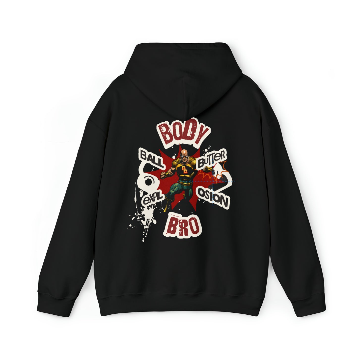 Body Bro Fusion Ball Butter Unisex Heavy Blend™ Hooded Sweatshirt, Humorous Workout Hoodie, Gift for Gym Enthusiasts, Trendy Urban Fashion Pullover, Unique Graphic Apparel