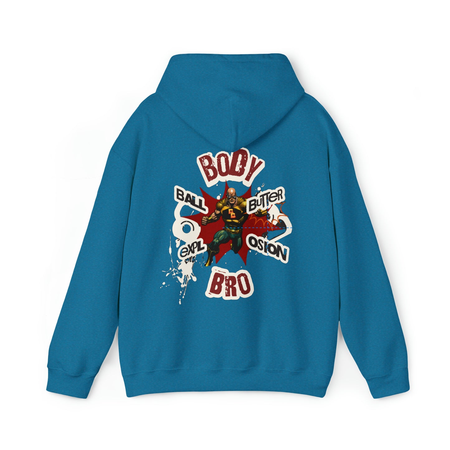 Body Bro Fusion Ball Butter Unisex Heavy Blend™ Hooded Sweatshirt, Humorous Workout Hoodie, Gift for Gym Enthusiasts, Trendy Urban Fashion Pullover, Unique Graphic Apparel
