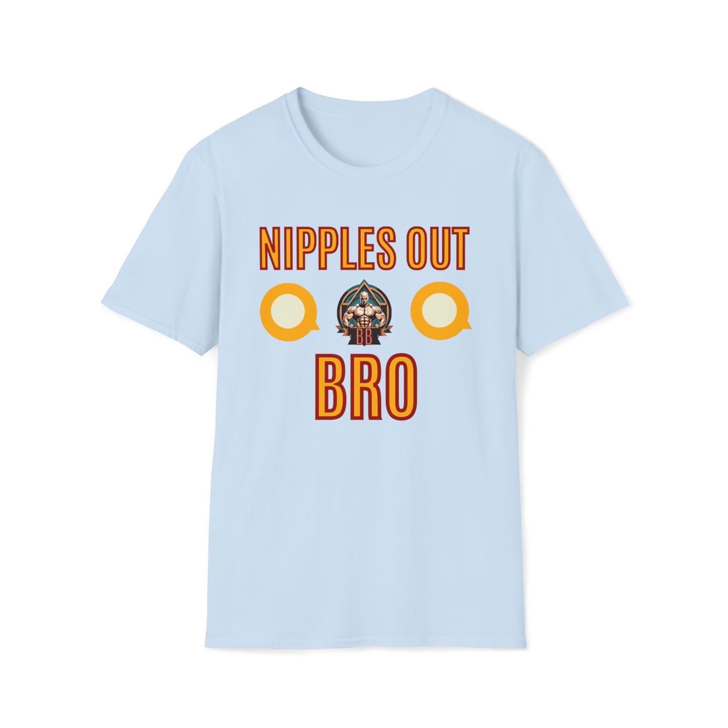 Unisex Nipples Out Bro #2 Softstyle T-Shirt, Humorous Graphic Tee, Gift for Gym Enthusiasts, Trendy Urban Streetwear, Casual Comfortable Top, Fun Graphic T-shirt, Trendy Shirt