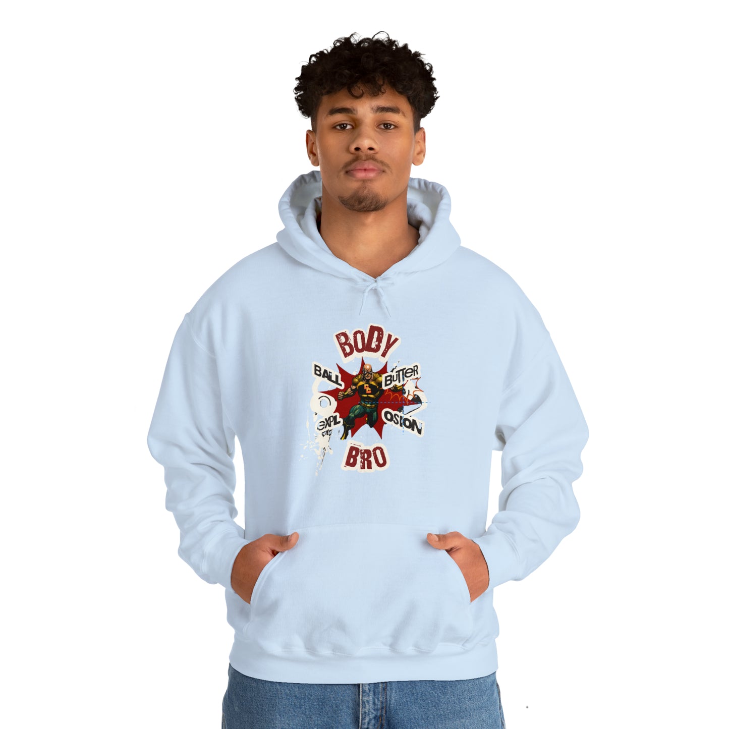 Body Bro Ball Butter Expl-osion Unisex Heavy Blend Hooded Sweatshirt,Unisex Graphic Pullover ,Men's Comfortable Artistic Hoodie, Gifts for Gym Enthusiasts, Bold Fashion Pullover